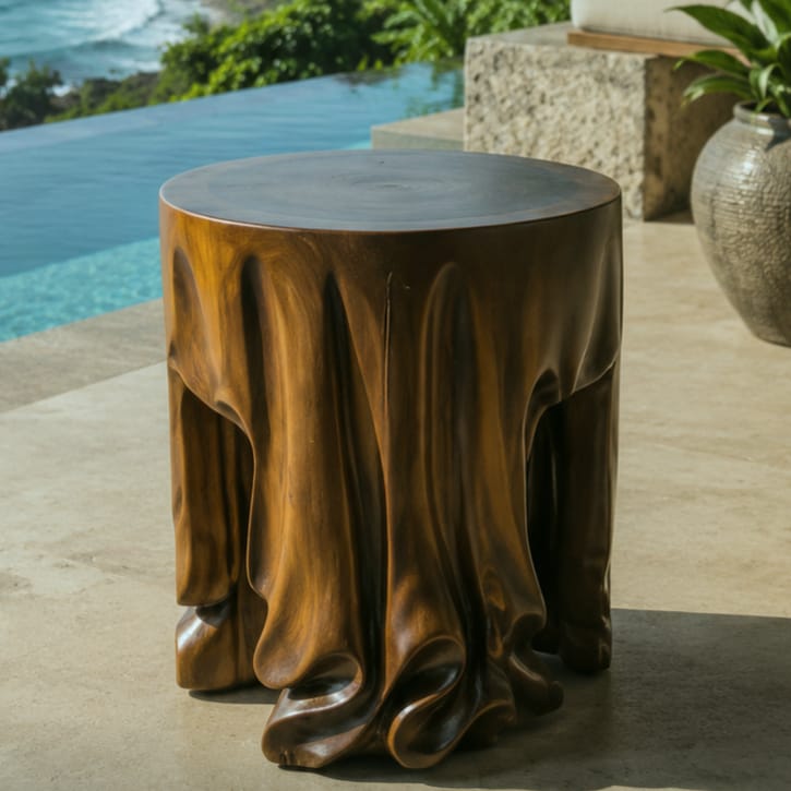 Teak Stump Stool — Polished